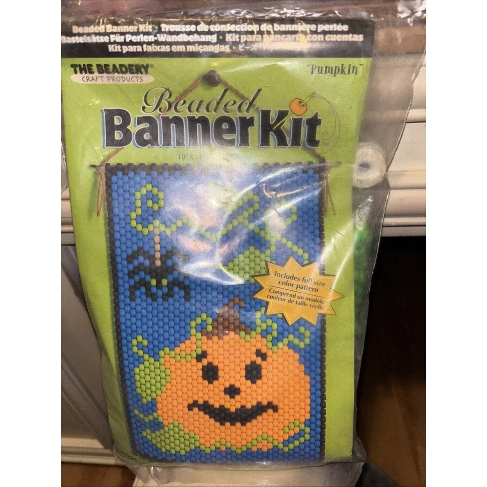 The Beadery Craft Products Beaded Banner Kit Pumpkin Happy Halloween  #5281